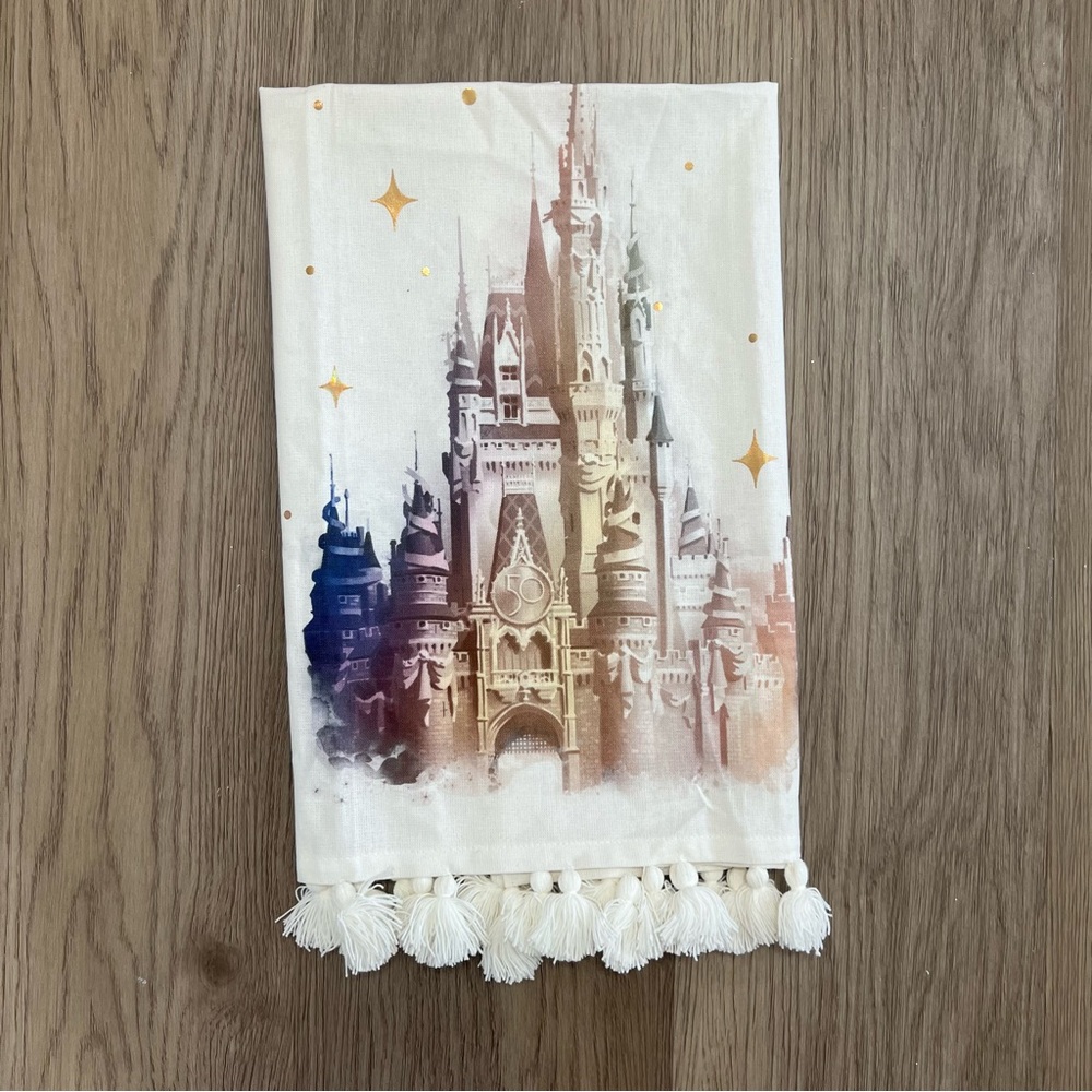 Walt Disney World 50th Anniversary Castle Hand Towel with Tassel Detail NWOT